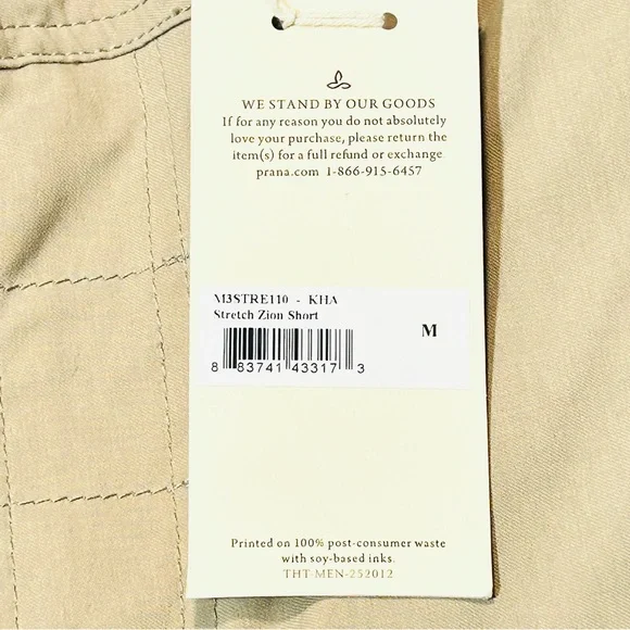 Prana shorts Zion Stretch cargo shorts hiking shorts khaki new men Size M medium - Picture 3 of 14